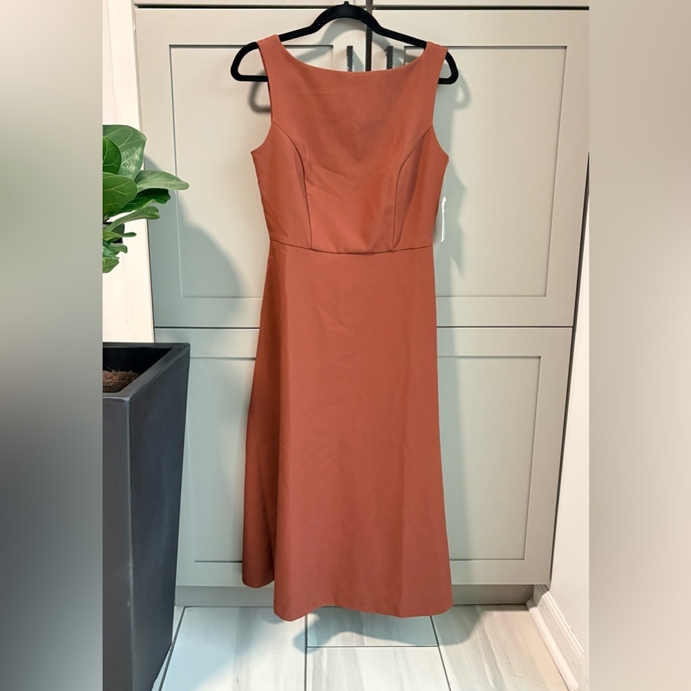 NWT | Sleeveless Tailored Midi Dress w/ Pockets | A New Day Mocha Brown | S - Picture 9 of 16